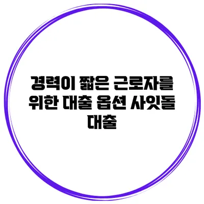 경력이 짧은 근로자를 위한 대출 옵션 사잇돌 대출