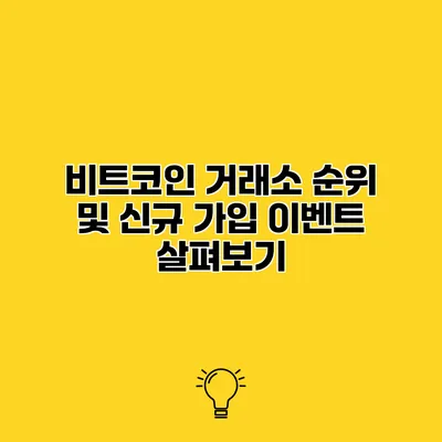 비트코인 거래소 순위 및 신규 가입 이벤트 살펴보기