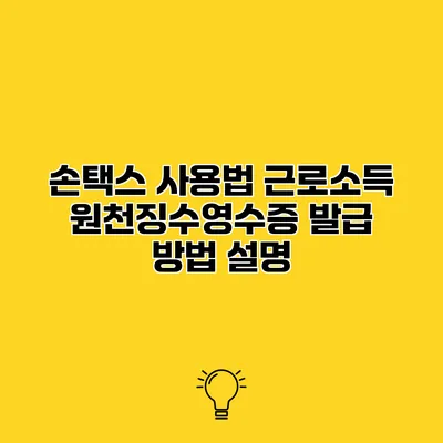 손택스 사용법 근로소득 원천징수영수증 발급 방법 설명