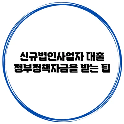 신규법인사업자 대출 정부정책자금을 받는 팁