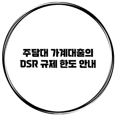 주담대 가계대출의 DSR 규제 한도 안내