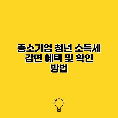 중소기업 청년 소득세 감면 혜택 및 확인 방법
