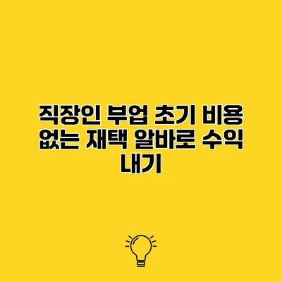 직장인 부업 초기 비용 없는 재택 알바로 수익 내기